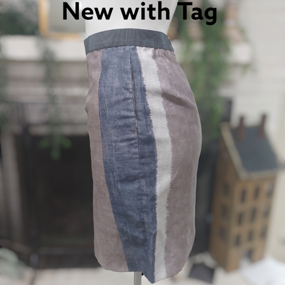 LOFT Color Block Lined Pencil SKIRT Ann Taylor Moden Sz 0 Minimalist NWT - Picture 3 of 5